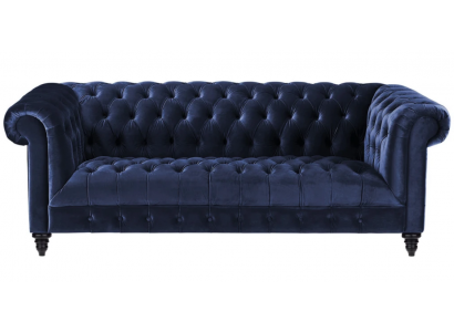 Granatowa Trzyosobowa Materiałowa Kanapa Chesterfield Design Podkładka Sofa 220cm Nowość