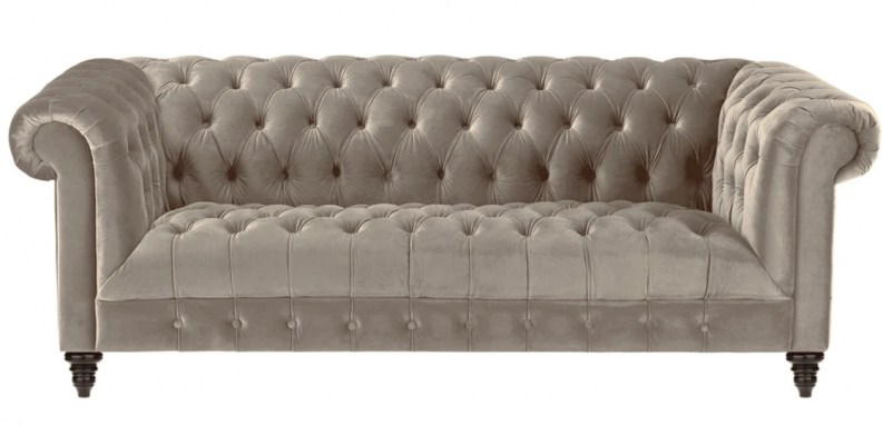 Beżowa Aksamit Couch Luksusowa Podkładka Chesterfield Meble Sofa z Przyciskami trzyosobowa