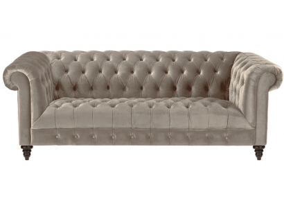 Beżowa Aksamit Couch Luksusowa Podkładka Chesterfield Meble Sofa z Przyciskami trzyosobowa