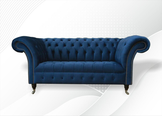 Design Chesterfield Zestaw sofowy 2 miejsce do siedzenia Sofa Włókienniczy Blue Podkładka Sofas Blue