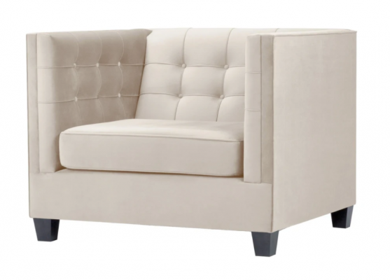 Fotel Modern Chesterfield Włókienniczy Materiał Biały Creative Loft Meble Nowy Salon