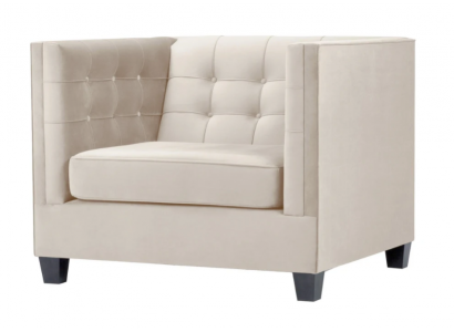 Fotel Modern Chesterfield Włókienniczy Materiał Biały Creative Loft Meble Nowy Salon