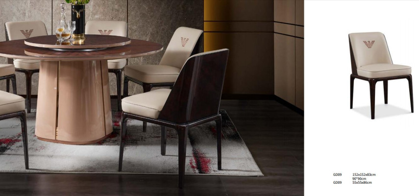 Skóra Luksusowy Beżowy Grupa Fotel Nowoczesny Design Meble jadalnia Drewno 6 Krzesła
