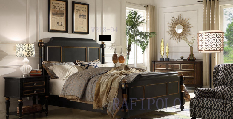 Sypialnia Łóżko Drewniane Oryginalne Drewno Łóżko Hotelowe 180x200 Style Massive Meble bed