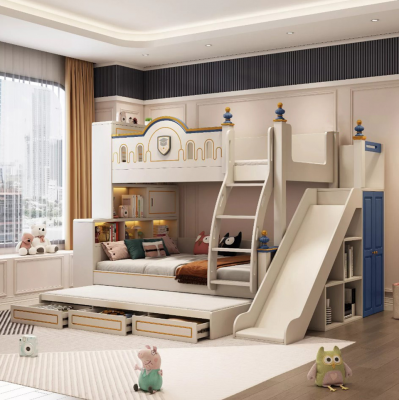 Łóżko piętrowe łóżko składane Kids Design Nowoczesne łóżko żłobek Pink slide