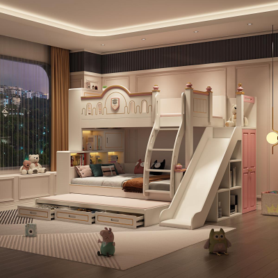 Łóżko piętrowe łóżko składane Kids Design Nowoczesne łóżko żłobek Pink slide