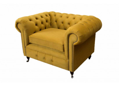Fotel Design Relaks Włókienniczy Lounge Luxury Yellow Podkładka miejsca siedzącego Chesterfield