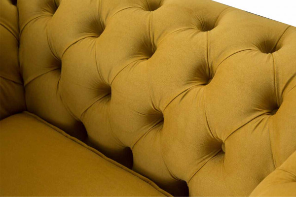 Fotel Design Relaks Włókienniczy Lounge Luxury Yellow Podkładka miejsca siedzącego Chesterfield