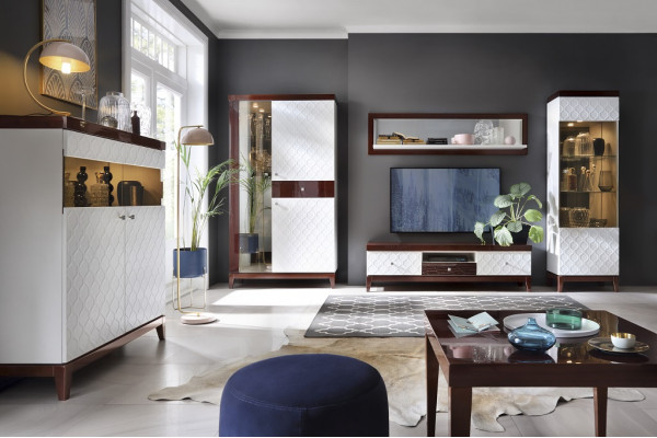 Klasyczny kredens RTV Szafa na wysoki połysk projektanta Ściana