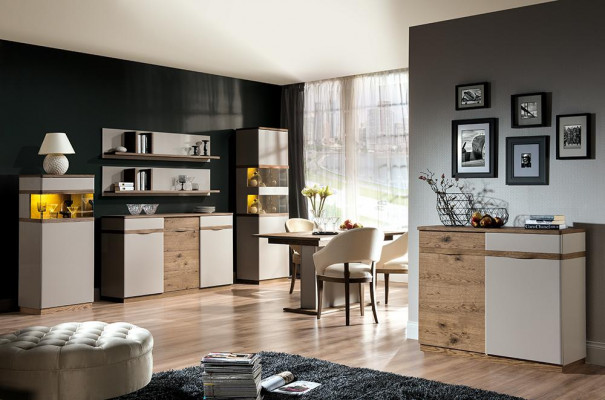 Gablota Modern Style Living Room Kolekcja Witryny Szafa Półka Kredens Biały