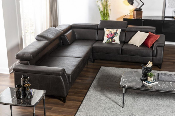 Zestaw sofowy Narożnikowa kanapa Sofa w kształcie litery L Fotel Meble Funkcja łóżka Czarny Nowość