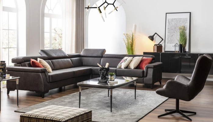 Zestaw sofowy Narożnikowa kanapa Sofa w kształcie litery L Fotel Meble Funkcja łóżka Czarny Nowość