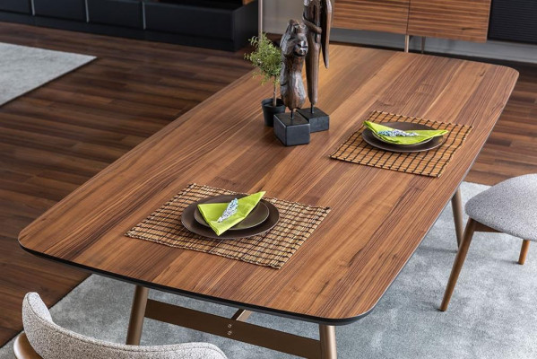 Projektant Brown Stół obiadowy stoły Tabela + 4x fotel Meble 5-szt. ustawić