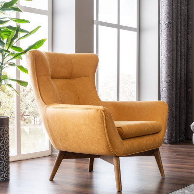 Fotel EarsFotel CocktailFotel miejsce siedzące Modern Design sztuczna skóra Żółty