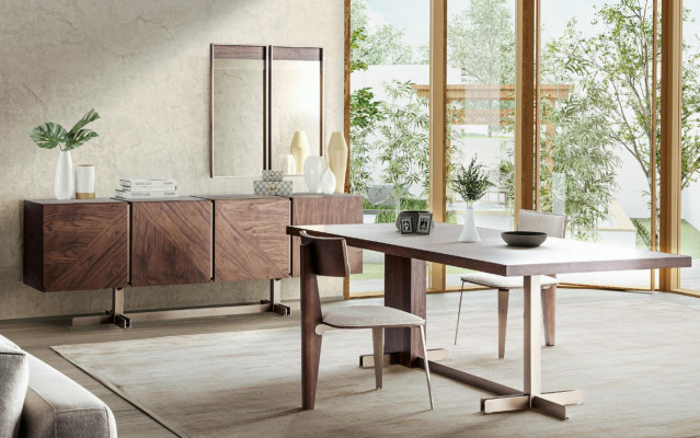 Brązowy Stół obiadowy designerskie stoły Tabela + 4x fotel Meble 5-szt. ustawić