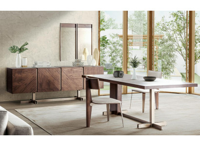 Brązowy Stół obiadowy designerskie stoły Tabela + 4x fotel Meble 5-szt. ustawić