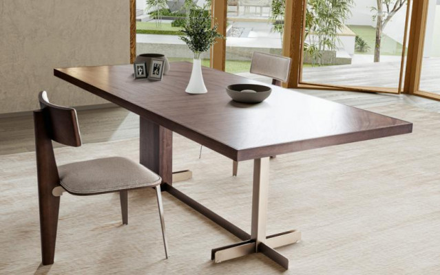 Brązowy Stół obiadowy designerskie stoły Tabela + 4x fotel Meble 5-szt. ustawić
