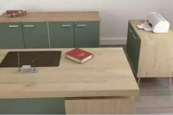 Meble biurowe 4 sztuki. Zestaw Biurko Szafka na dokument Kredens stolik kawowy