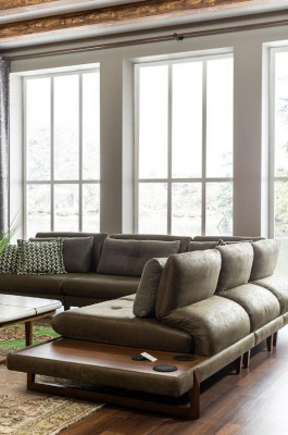 Zestaw do Salonu Luksusowe Meble Sofa w Kształcie L Fotel Włókienniczy Zestaw mebli Nowy