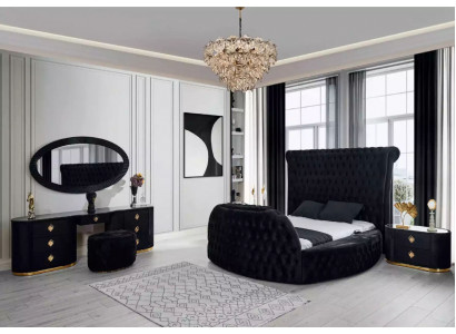 Nowoczesne łóżko Chesterfield w luksusowym czarnym kolorze