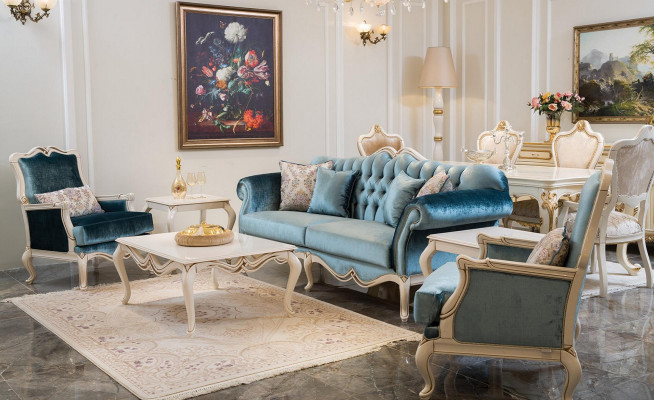 Luksusowy Zestaw sofowy 311 miejsce do siedzenia stolik kawowy Sofa Fotel Material Couch 4-częściowa.