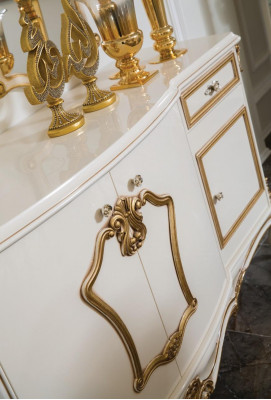 Jadalnia Classic Stół obiadowy Galota 4x Krzesło Zestaw jadalniany Komody 7-częściowy.