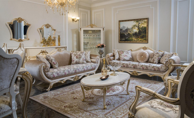 Zestaw sofowy Sofa miejsce do siedzenia stolik kawowy Fotel Sofy Zestaw Materiał Luksus Siedzące 5-częściowy.