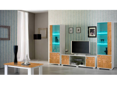 Jednostka ścienna 3 szt. rtv + 2x Gablota Design Meble Włoskie Meble do Salonu Luksusowe Meble