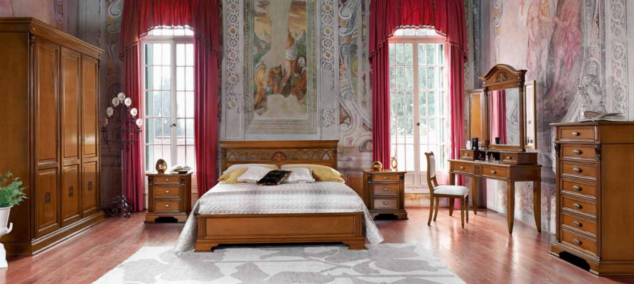 Luksusowy zestaw Sypialnia 8 sztuk. Łóżko + 2x Stolik nocny +Toaletka Designerskie Meble Solidne drewno