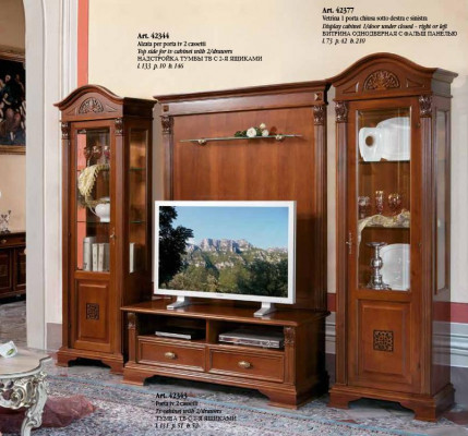 Klasyczny salon Ściana Solidne drewno salon Komoda Gablota RTV Półka ściana Szafa 4szt.