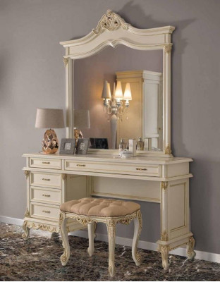 Toaletka Barokowe Rokoko Konsole stoły + Stołek Toaletka Make Up Tabela Solidne drewno