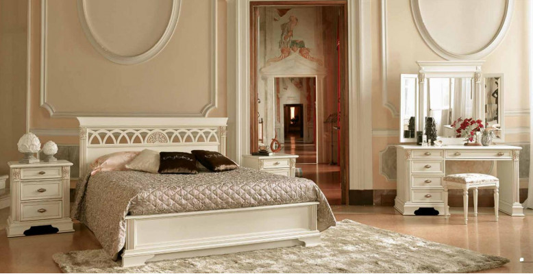 Luksusowy zestaw Sypialnia 6 sztuk. Łóżko 2x Stolik nocny Toaletka Designerskie Meble Solidne drewno