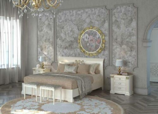 Łóżko + 2x Stolik nocny 3 szt. Zestaw Sypialnia Design Nowoczesne Luksus Klasyczne Meble Solidne drewno