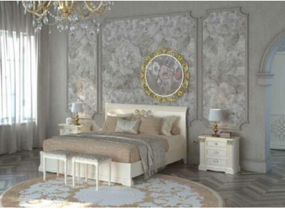 Łóżko + 2x Stolik nocny 3 szt. Zestaw Sypialnia Design Nowoczesne Luksus Klasyczne Meble Solidne drewno
