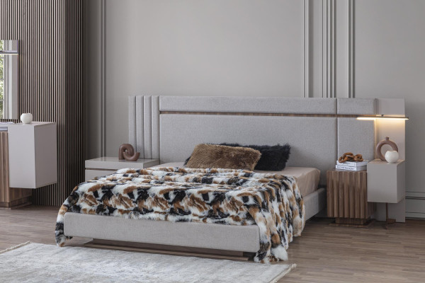 Sypialnia Zestaw Luxury Design Łóżko 2x Stolik nocny Szafa 4-częściowy Nowość