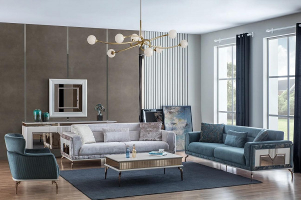 Design Zestaw do Salonu Sofy Fotel Nowoczesny stolik kawowy 3+3+1 stolik kawowy