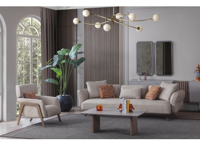 Luksusowy nowoczesny zestaw do salonu 4 sztuki. Sofa 4 miejsce do siedzenia Fotel stolik kawowy Ustaw
