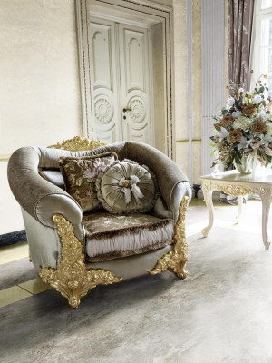 Sofa Podkładka 3 2 1 miejsce do siedzenia Baroque Drewno 3-częściowa. Luksusowe Meble Klasyczny Zestaw sofowy