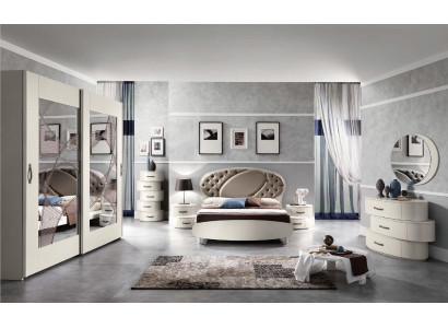 Ustawić zestaw 7 sztuk. Sypialnia Łóżko Stolik nocny Kredens Lustro Szafa