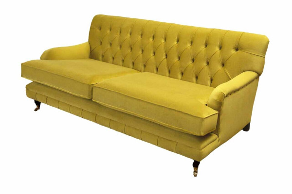 Sofa Chesterfield Podkładka Couch 3 miejsce do siedzenia Żółta Żółta Sofy Kanapy