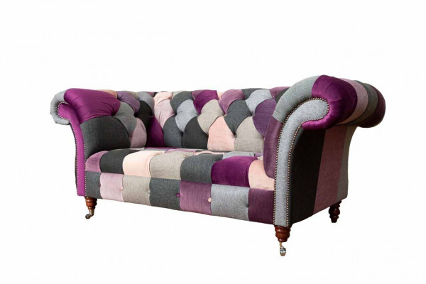Chesterfield Fabric Sofa Podkładka Design 2 miejsce siedzące Włókienniczy Sofa Szara