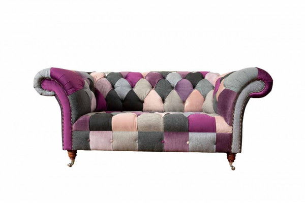 Chesterfield Fabric Sofa Podkładka Design 2 miejsce siedzące Włókienniczy Sofa Szara