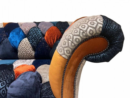 Sofy Siedziba Materiał Design Trzyosobowa Luksusowa Chesterfield Meble Multicolor