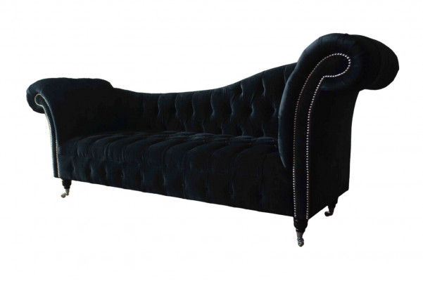 Sofa Luxury Włókienniczy Chesterfield Couch Podkładka 3 miejsce do siedzenia Ustawić Blue Aksamite