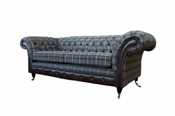 Sofa 3 Siedziba Sofy Włókiennicze Kanapy Design Meble Trzyosobowe Szare Chesterfield
