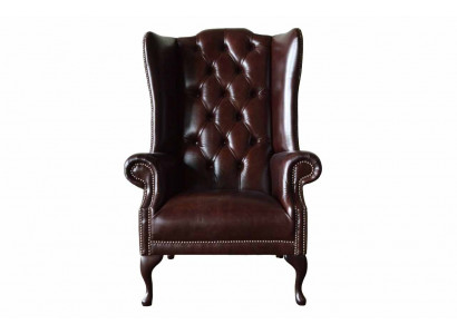 Fotel 1 miejsce do siedzenia Brown Living Room Skóra Design Chesterfield EarsFotel