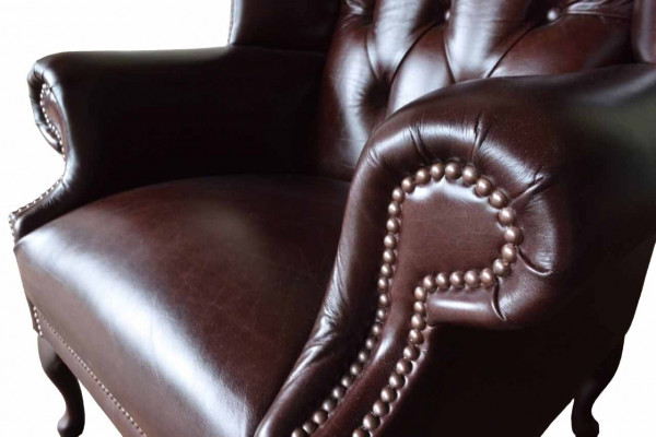 Fotel 1 miejsce do siedzenia Brown Living Room Skóra Design Chesterfield EarsFotel