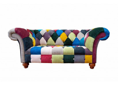 Sofa 2 miejsce do siedzenia Chesterfield Włókienniczy Couch Podkładka Design Luxury Multicolored
