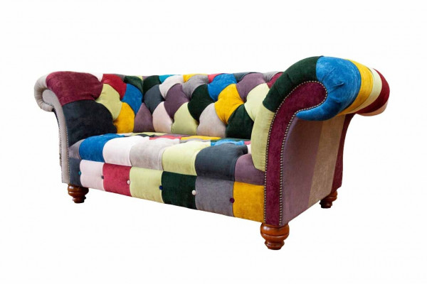 Sofa 2 miejsce do siedzenia Chesterfield Włókienniczy Couch Podkładka Design Luxury Multicolored