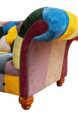 Sofa 2 miejsce do siedzenia Chesterfield Włókienniczy Couch Podkładka Design Luxury Multicolored